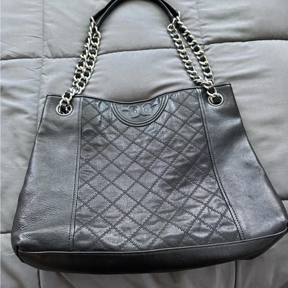 Tory Burch Quilted Design Leather Tote - Picture 2 of 7